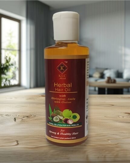 KLC Mart Herbal Hair Oil with Bhringraj, Amla & Onion – Natural Hair Growth & Strengthening Oil (200ml)